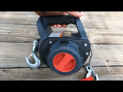 Testing And Review Of A Warn Drill Winch Pulling Lawn Tractor Onto A Utility Trailer, Drinch.