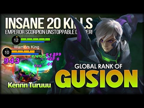 20 Kills Unstoppable Dagger! Kennn Turuuu Global Rank of Gusion - Mobile Legends: Bang Bang