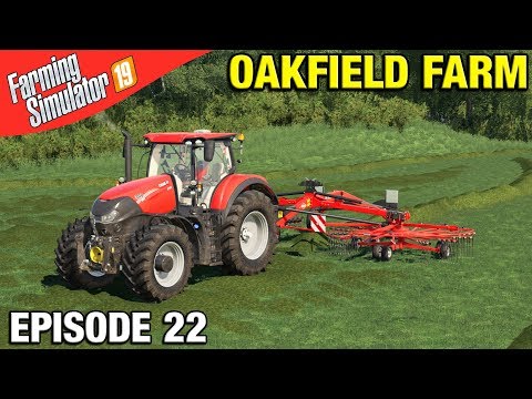 RAKING GRASS FOR SILAGE Farming Simulator 19 Timelapse - Oakfield Farm FS19 Episode 22