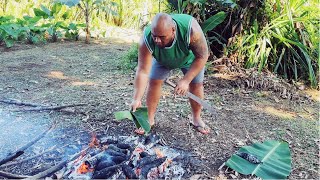 Harvesting & Roasting Manioke the Traditional Tongan Way