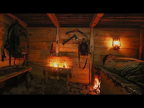 Building Bushcraft Survival Underground Shelter, Warm Clay Bed, Catch Mouse and Cooking Pizza