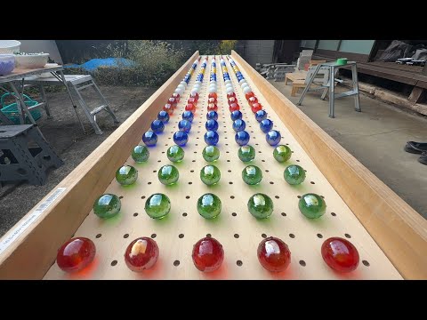 マーブルラン140 marble run レインボーカラフルボール　転げ落ちるコース　手作り映像