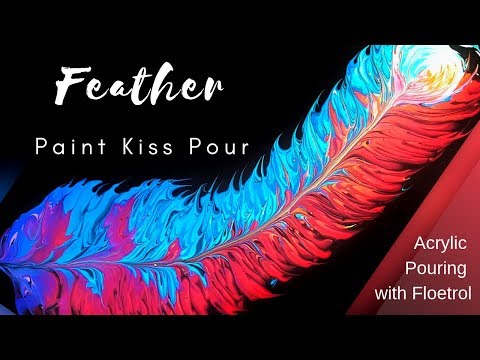 Creating Feather in Acrylic Pouring Technique - Soulmate PAINT KISS POUR with FLOETROL
