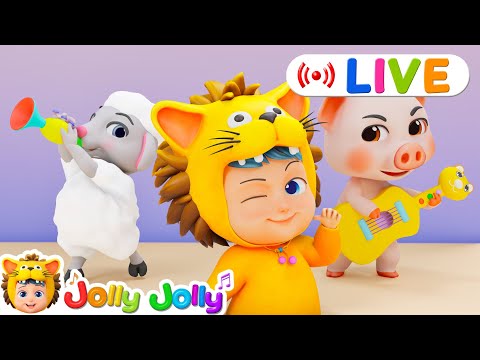 LIVE🔴Jolly Farm Sings, Farmer In The Dell + More | Jolly Jolly & Farm Friends - Best Kids Songs!