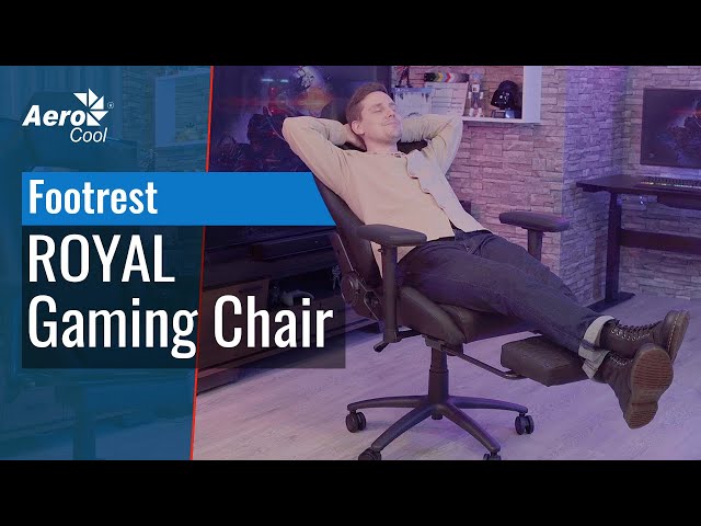 Sedia da gaming Aerocool Royal in similpelle con poggiapiedi rosso video