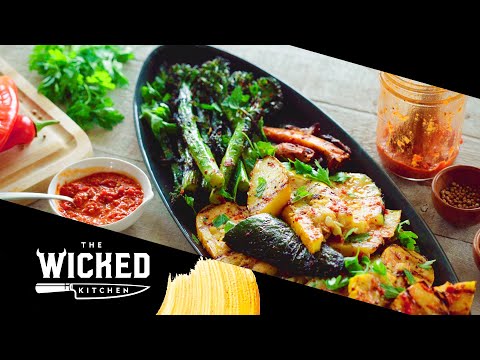 Harissa-Marinated Grilled Vegetables Straight From the Garden — Zucchini, King Oyster Mushrooms & Broccolini