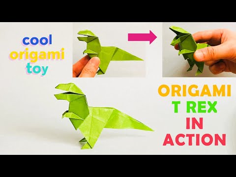 An easy paper (origami) dinosaur (T-Rex ), step by step tutorial