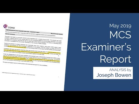 CIMA MCS - What can you LEARN from the May 2019 Examiner's Report?