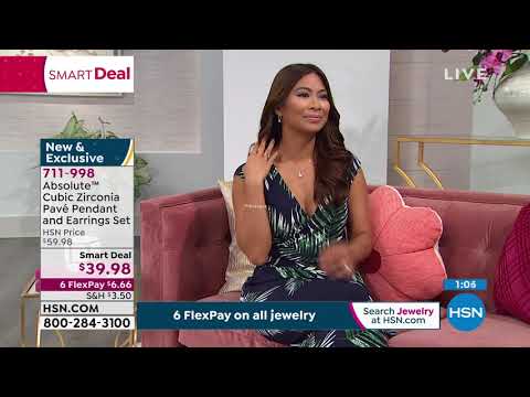 Absolute Cubic Zirconia Pav Pendant and Drop Earrings Set