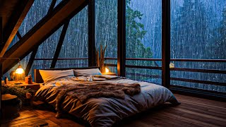 Stormy Night outside the Window in the Forest - Sounds of Rain for Deep Sleep and Relaxation