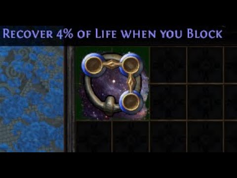 Crafting a "recover 3 5% life when you block" shield on trade league using craft of exile