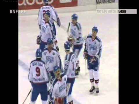 Bundesliga 90-91 Mannheimer ERC - Spielbesuch mit dem blinden MERC-Fan Waltraud Kraus