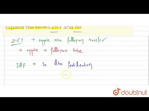 Expand the terms ZIFT and IVF | CLASS 12 | REPRODUCTIVE HEALTH  | BIOLOGY | Doubtnut