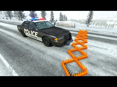 Spike Strip High Speed Crash Testing #2 - BeamNG drive