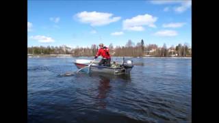 preview picture of video 'Boat fishing sea trout River Lule, Swedish Lapland, may 2012 (Fiske Havsöring, Lule älv)'