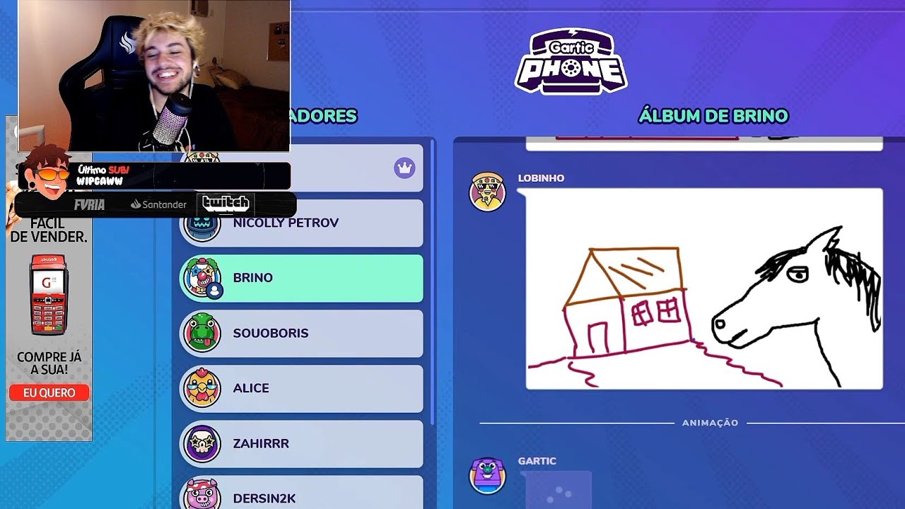 Brunozor jogando Gartic Phone com amigos do GTA RP