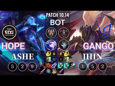 EDG Hope Ashe vs CGA Gango Jhin Bot - KR Patch 10.14