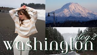 washington vlog 2: exploring more nature, black sand beach & driving to seattle 🌲❄️🌊