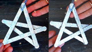 Easy Star Craft With Popsicle Sticks - Christmas Crafts for Kids - Popsicle Stick Star Ornaments