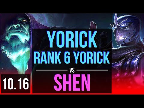 YORICK vs SHEN (TOP) | Rank 6 Yorick, 1600+ games, 1.3M mastery points | EUW Grandmaster | v10.16
