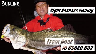 Night Seabass Fishing from boat in Osaka Bay!!【KUNIHIKO HAMAMOTO and SAYURI SORANA】
