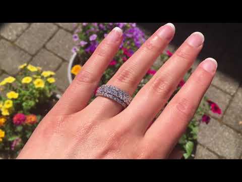 Stackable 3.1 mm Double Shared Prong Eternity Ring - TwoBirch-TB-ETR-0004-WG-P - Stack