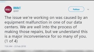 BB&T Bank customers experiencing online outage; ATM's affected