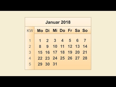 Kalender Januar 2018