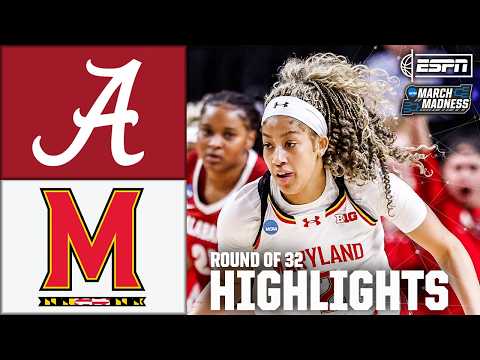 Round of 32: Alabama vs. Maryland | Women's NCAA Tournament | Full Game Highlights