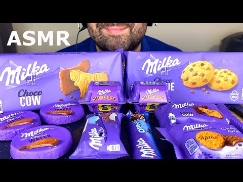 ASMR MILKA CHOCOLATE SECRET BOX, WAFER, CHOCO COOKIE, SNACK, MILKA OREO BAR MUKBANG (EATING SOUNDS)