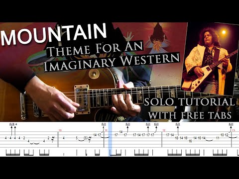 Mountain - Theme for an Imaginary Western 1st guitar solo lesson (with tablatures and backing tracks