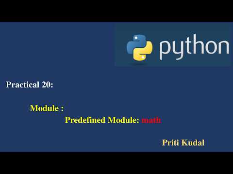 Python Lecture 20 Module Predefined Module Math