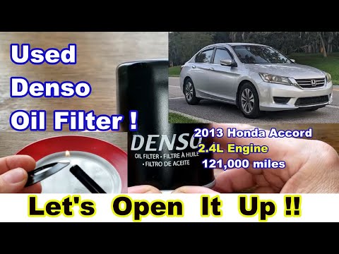 Denso 150-2006 Oil Filter Cut Open, Used Denso Oil Filter Cut Open