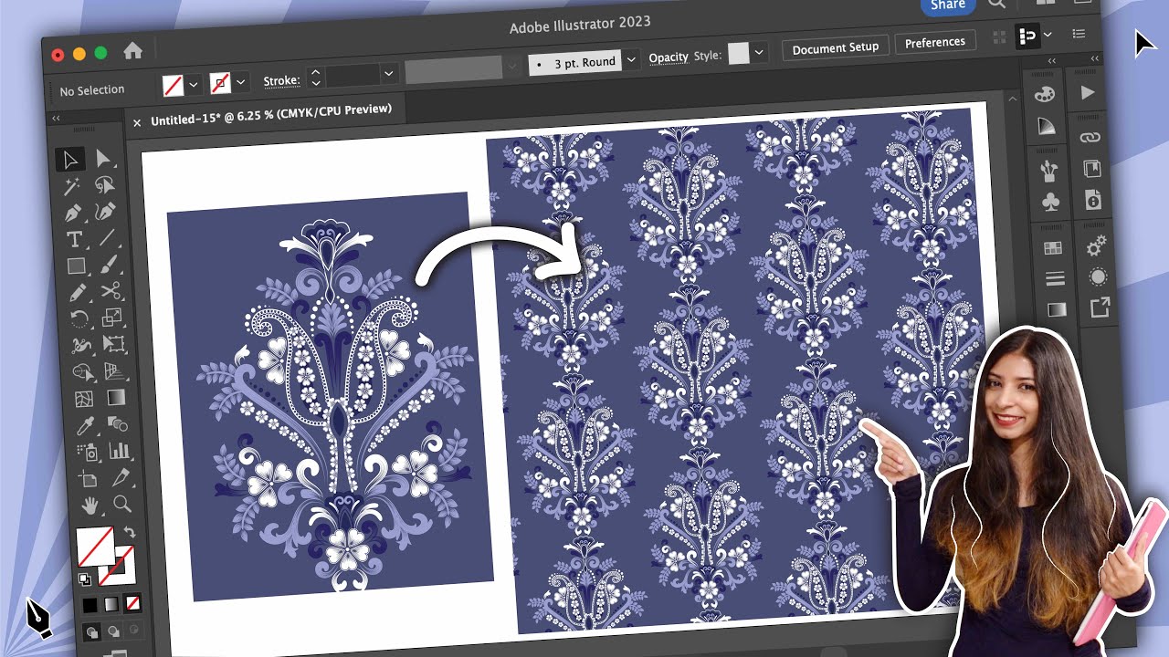 Drawing ETHNIC motifs & creating a seamless repeat pattern from it on Adobe Illustrator