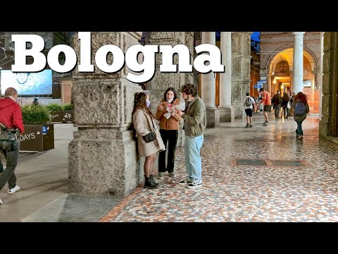 Evening Bologna. Italy  - 4k Walking Tour around the City - Travel Guide. trends, moda #Italy