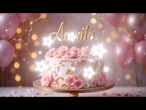 Amrita Happy Birthday To You 🎉 | Beautiful Cake Design With Name 🎂 #BirthdayMusic🎵