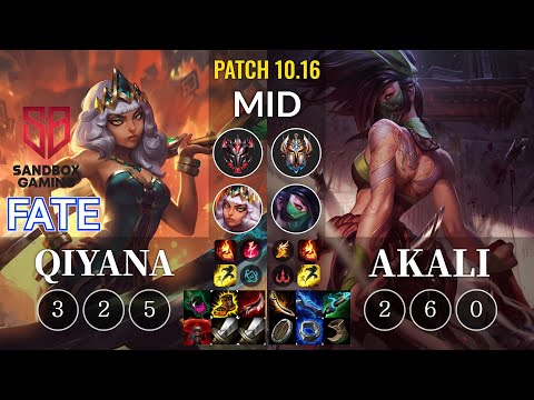 SB FATE Qiyana vs Akali Mid - KR Patch 10.16