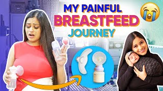 😭My Painful Breastfeeding Journey |Horrible Cracked Nipples 😰Sore &amp; Flat Nipples|No milk production