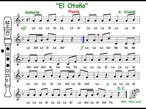 El Otoño, de A. Vivaldi (Flauta con notas)