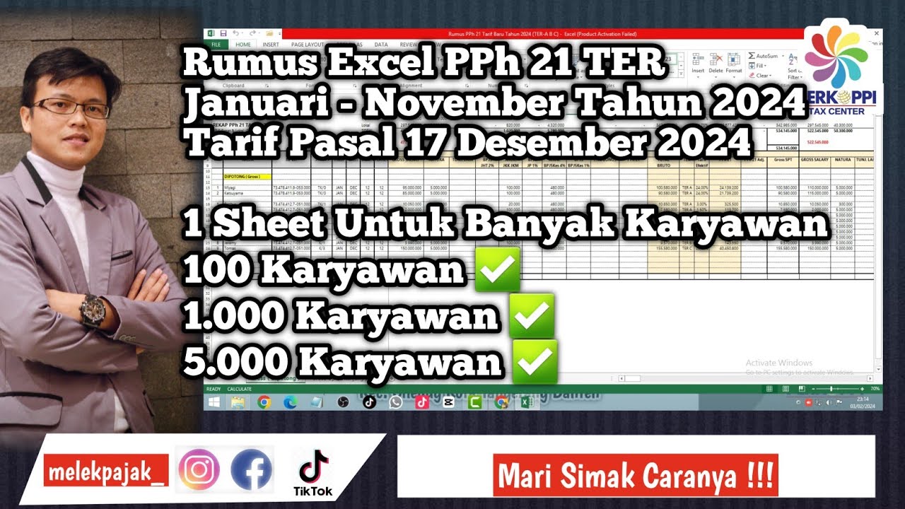 Rumus Excel PPH 21