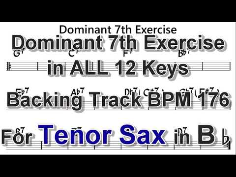 Dominant 7th Exercise - Backing Track for Tenor Sax, BPM 176