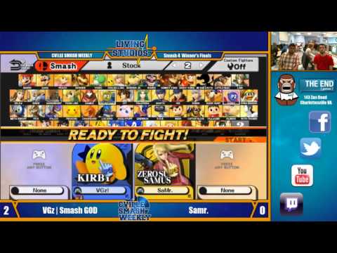 Cville Smash - VGz | Smash G0d (Kirby) vs Samr. (Zero Suit Samus) - Winners Finals - SSB4