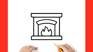 How to draw a FIREPLACE step by step / drawing hearth easy