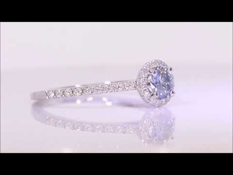 0.52 ctw Round Cut Fancy Blue VS1 Diamond Engagement Ring | BigDiamondsUSA