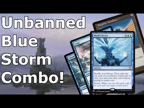 MONO BLUE STORM?!  Sapphire Medallion High Tide (Legacy Mind's Desire Storm Combo MTG)
