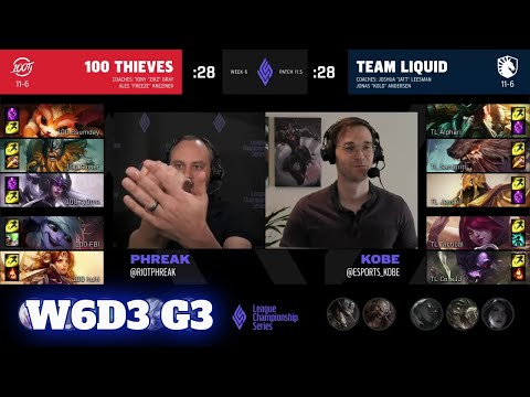 100 Thieves vs Team Liquid | Week 6 Day 3 S11 LCS Spring 2021 | 100 vs TL W6D3