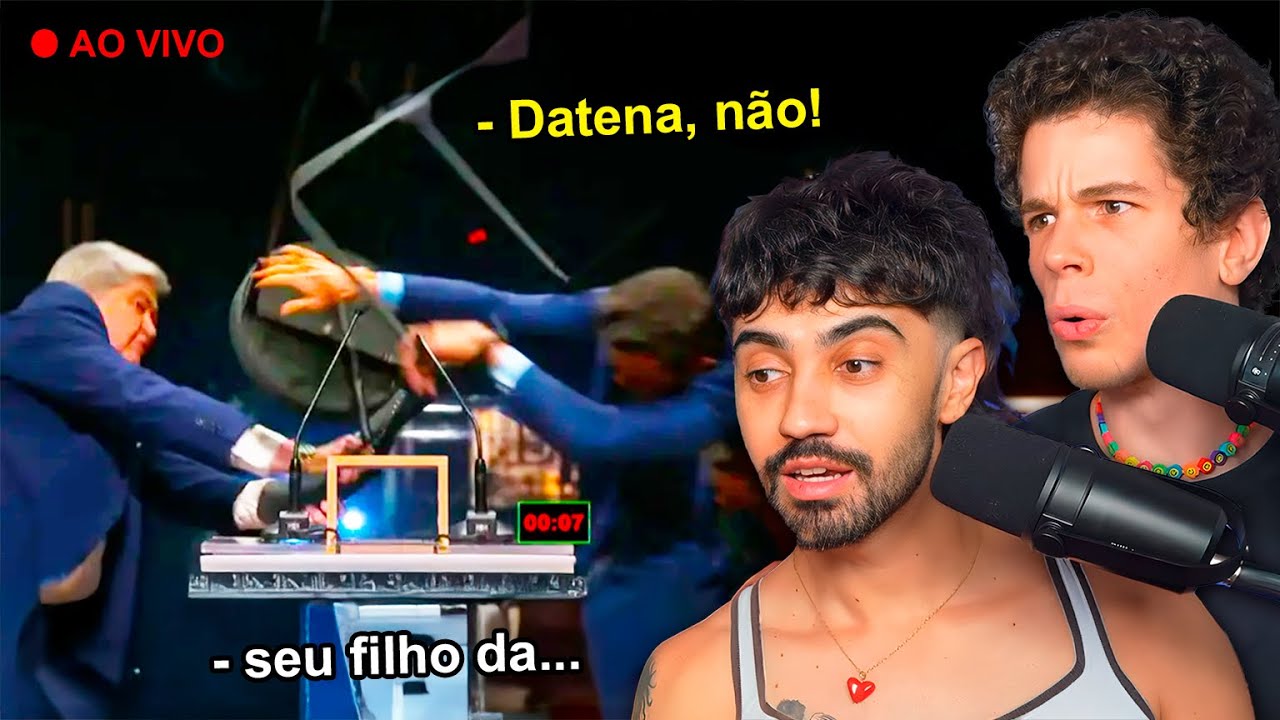 Datena dá cadeirada em Pablo Marçal ao vivo