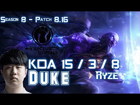 IG Duke RYZE vs POPPY Top - Patch 8.16 KR Ranked
