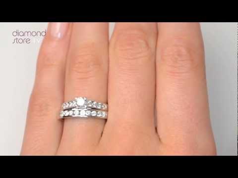 SDN3228 - Steeple Diamond 0.88ct And Platinum 2 Ring Bridal Set
