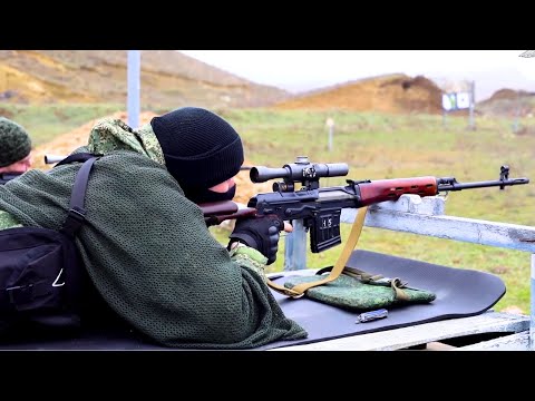 Russian Soldiers Train on Upgraded "SVD 'Dragunov' Sniper Rifle."